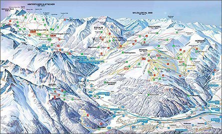 Схема склонов горнолыжного курорта Майрхофен – увеличить изображение