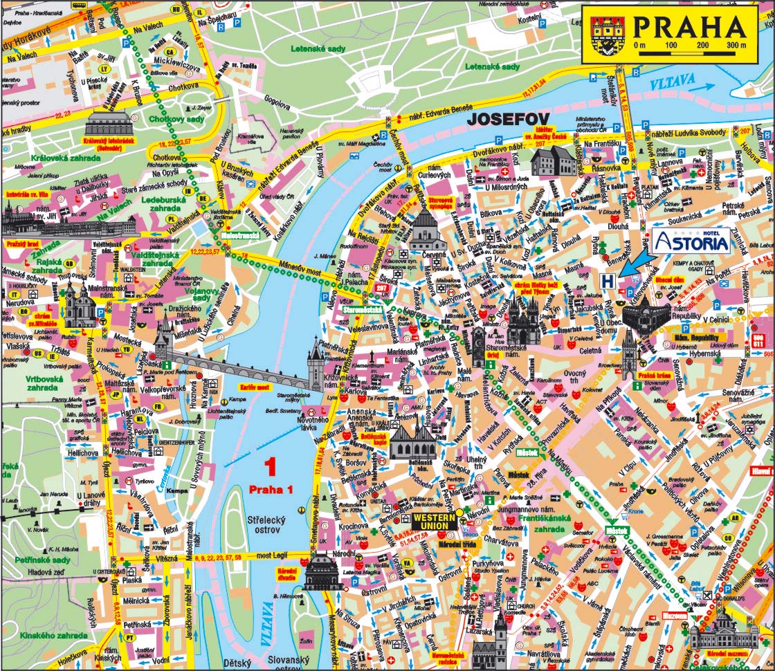 Карта праги на русском языке с достопримечательностями и отелями