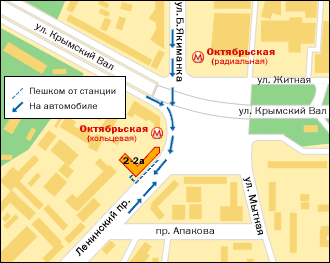 Схема проезда от метро Окрябрьская